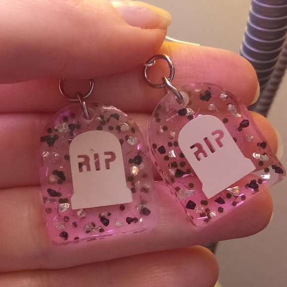 Handmade Gravestone Earrings - Picture 3 of 3